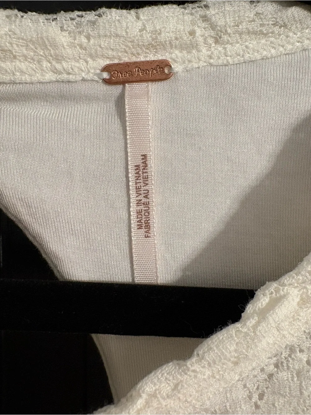 Free People Cream Open-Back Lace Top